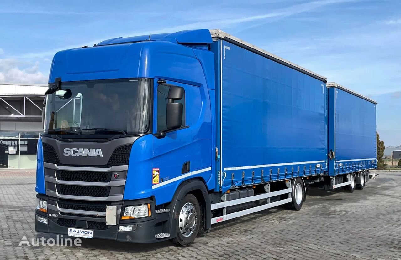 Scania R410 / ZESTAW TANDEM 120 M3 / 7,75 M + 7,75 M / SALON PL camión con lona corredera + remolque con lona corredera