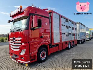 Mercedes-Benz Actros Rückfahrkamera / Durchladezug / 3 Stock / Lenkachse / Lif camión para transporte de ganado